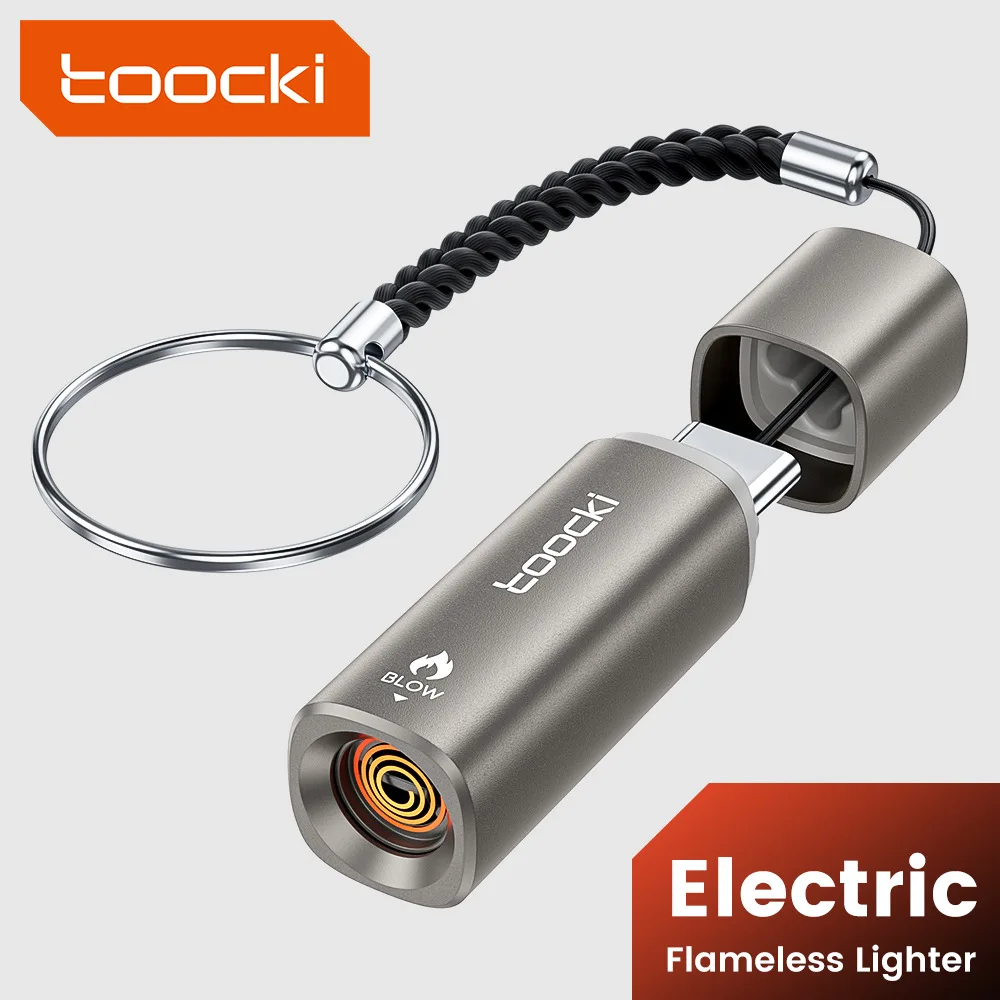 Toocki Mobile Phone USB-C Cigarette Lighter, Windproof Mouth Blow Type, Button Switch Type, Outdoor Fire Igniter