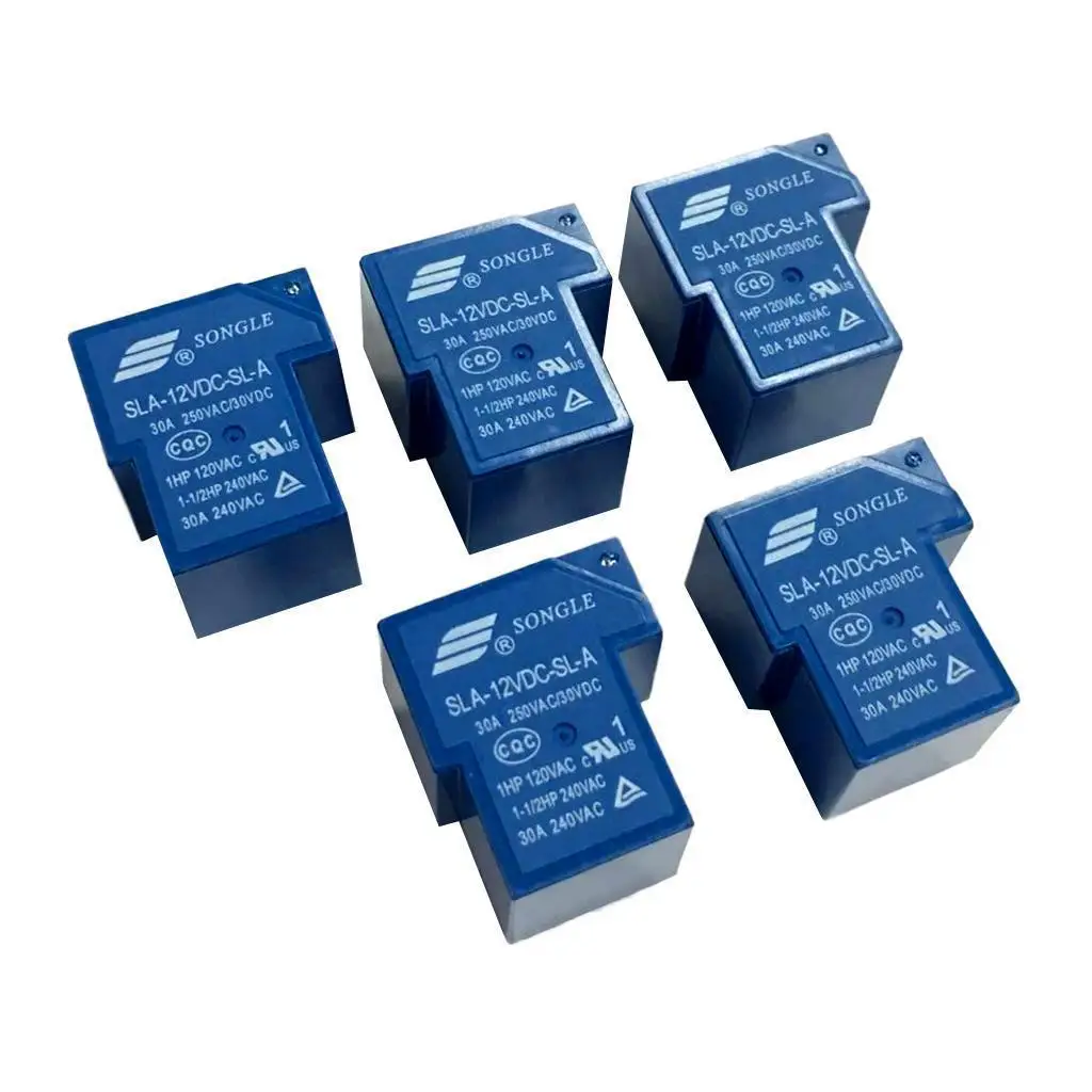 Power Relay Module SLA-12VDC SL-A Advanced Manufacturing 5 Piece Set Blue Plastic Voltage Relay for Automation Projects