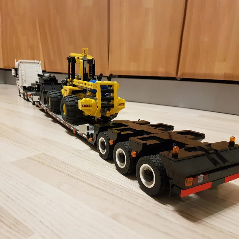 MOC Custom MARK Low Boy Trailer fit for Mark Anthem 42078 Truck Building Blocks DIY Bricks Cars Model Children Toy Birthday Gift