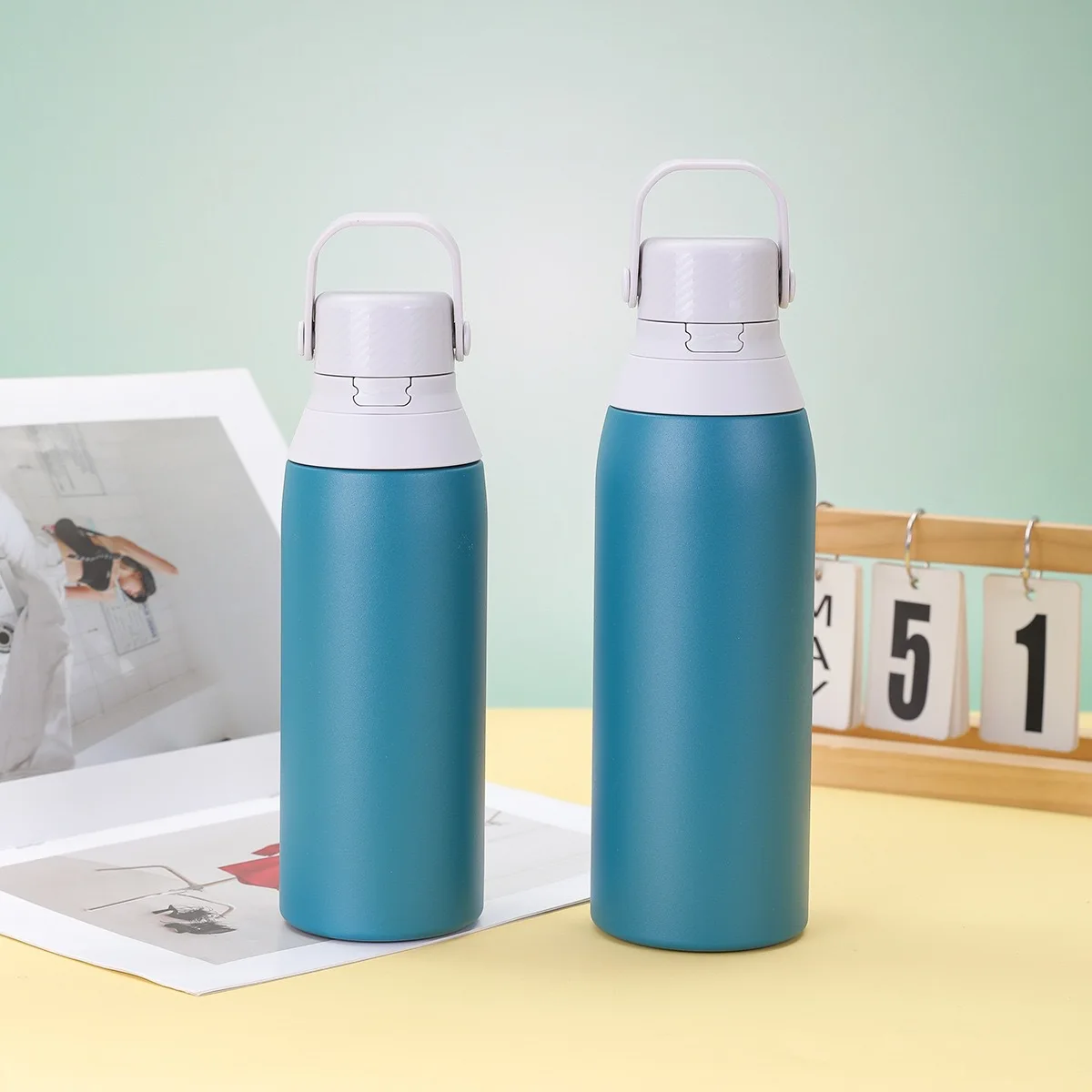New Creative Portable Insulated Cup Made of 304 Stainless Steel with Large Capacity, Bouncy Water Cup, Outdoor Portable Sports
