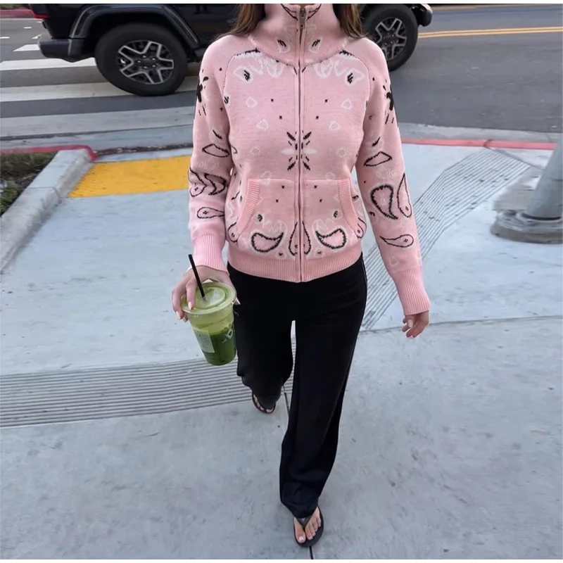 Knitted Jacquard Female Cardigan Sweater Zipper Loose Lapel Pocket Fashion Lady Sweaters 2026 Spring Street Long Sleeve Coat Top 40 Sc9d3a308e46f46909c8fff0529a0cb6cb
