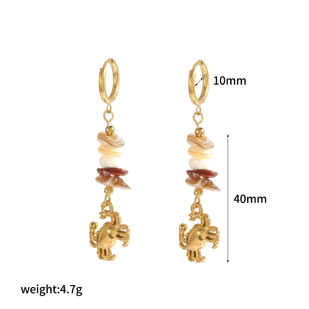 Trendige Ohrringe aus Edelstahl mit natürlichen, unregelmäßig geformten Steinen, ideal für den Sommer, rostfrei, als Schmuck für den täglichen Gebrauch. – Detail 5