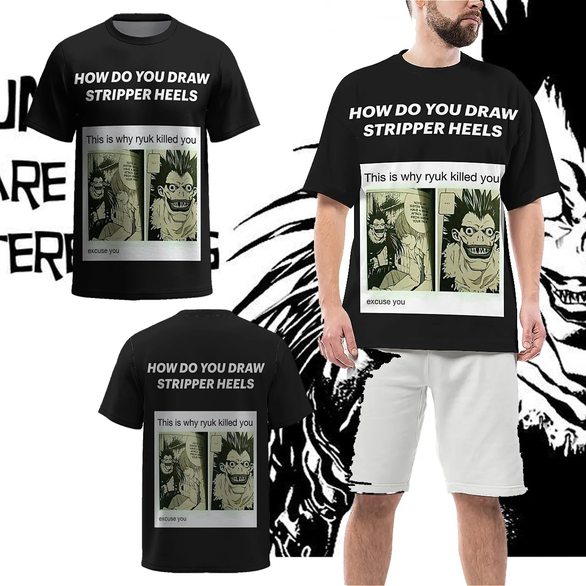Roupas masculinas japonesas camiseta anime vintage death note lavado t camisa tops camiseta de grandes dimensões y2k roupas de ma