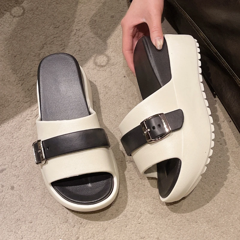 

Women Platform Slippers Home Street Style Summer Wedges Shoes Thick Sole Ladies Leisure Beach Slides Height Increasing Sandals