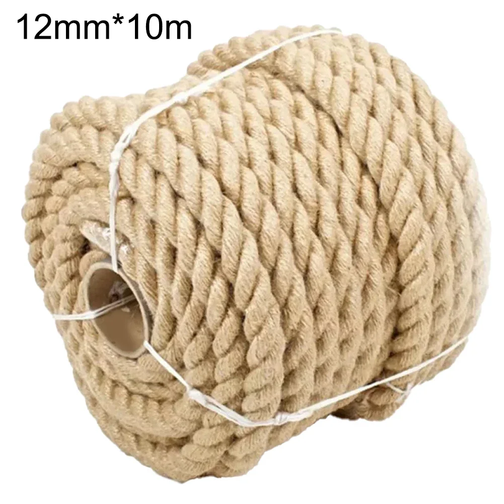 1 rolka 10M naturalna lina jutowa DIY 12mm lina jutowa klasyczne liny w kolorze brązowym do pakowania/rękodzieła/dekoracji/wiązania/ogrardenowania
