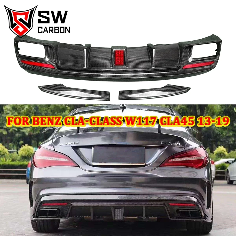 Carbon Fiber PZ Style Rear Diffuser for Mercedes-Benz CLA-Class W117 CLA45 2013-2019 Rear Bumper Lip Under Spoiler Splitter