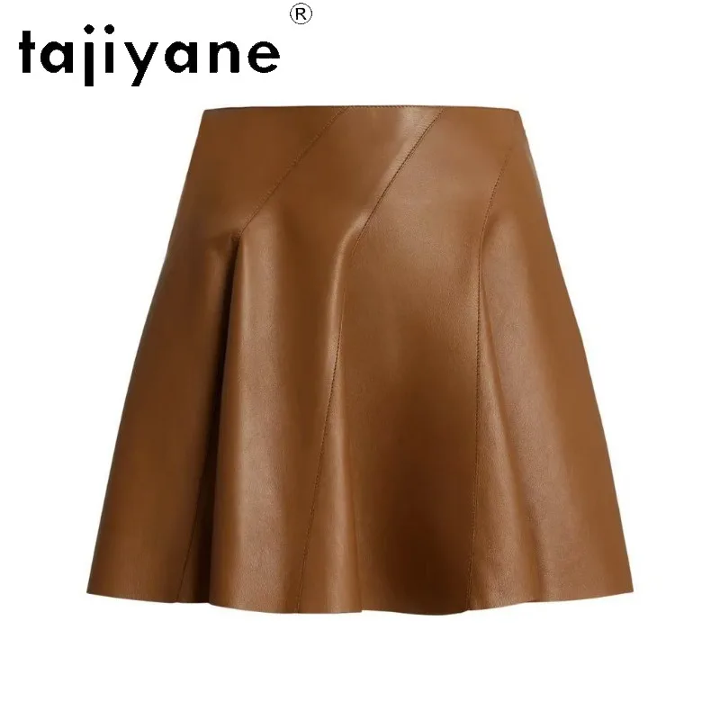TAJIYANE High Waist Sheepskin Women's Skirts Mini Skirt Genuine Leather Skirt Pleated Skirt Umbrella Skirts for Woman Versatile