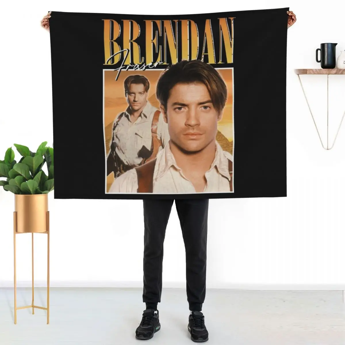 Brendan Fraser 90s style Throw Blanket Flannels Sofa Quilt warm for winter Weighted Moving For Sofa Thin Blankets