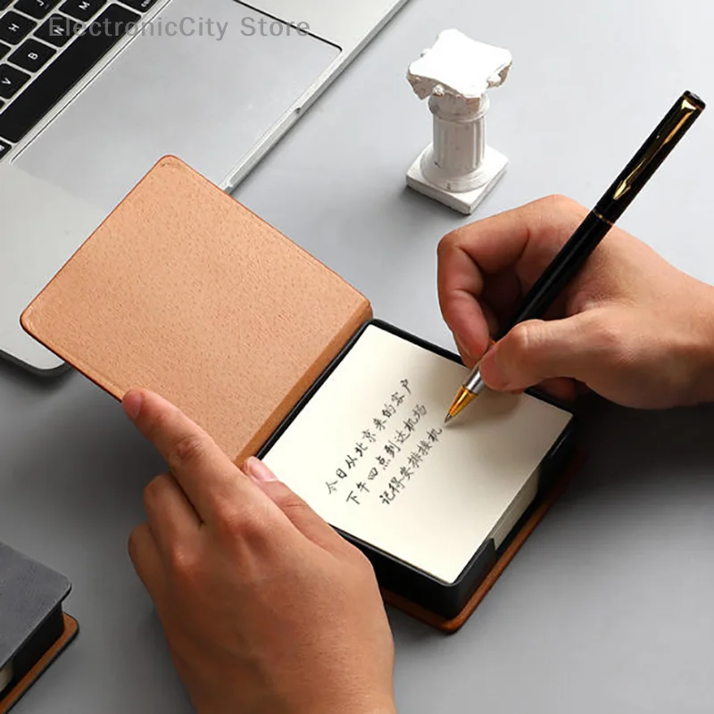 Коробка для заметок с блокнотами, диспенсер для блокнотов из искусственной кожи, настольные принадлежности для студентов, офисного работника, коробка для заметок из искусственной кожи 3D