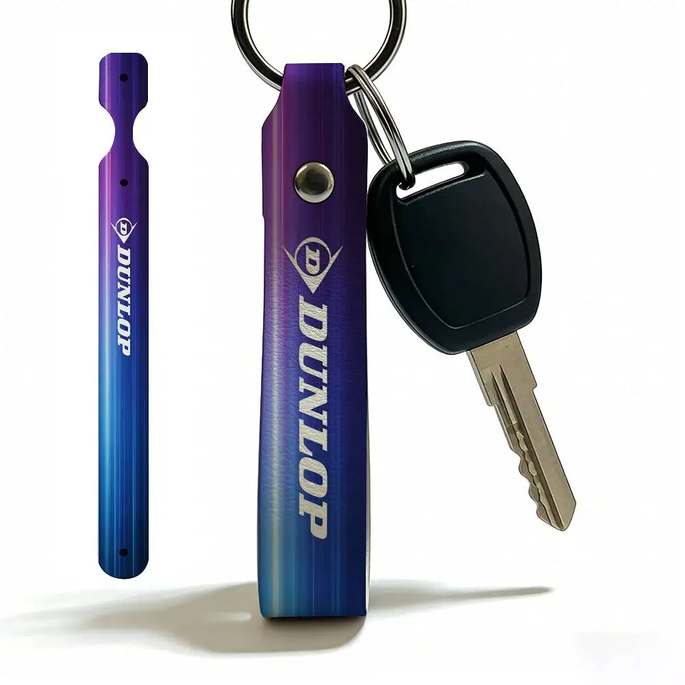 For Dunlop Soft PU Leather Motorcycle Keychain Lightweight Key Holder For Scooter Racing