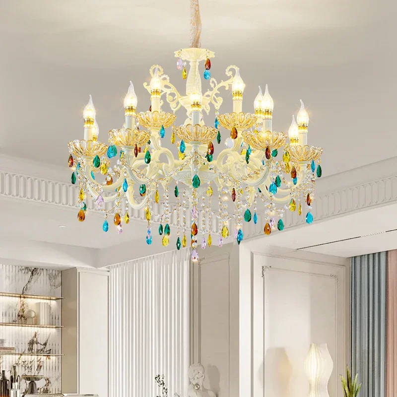 TEMAR Contemporary Colour Crystal Pendent Lamp European Luxury Living Room Restaurant Bedroom Girl's Room Villa Chandelier