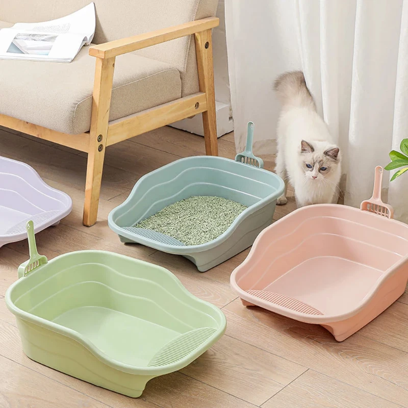 Pet Litter  Cat Litter Box Large Reinforced Deodorant Cat Toilet Splash Proof Cat Litter Shovel Cat Litter Box Pet Supplies Cats