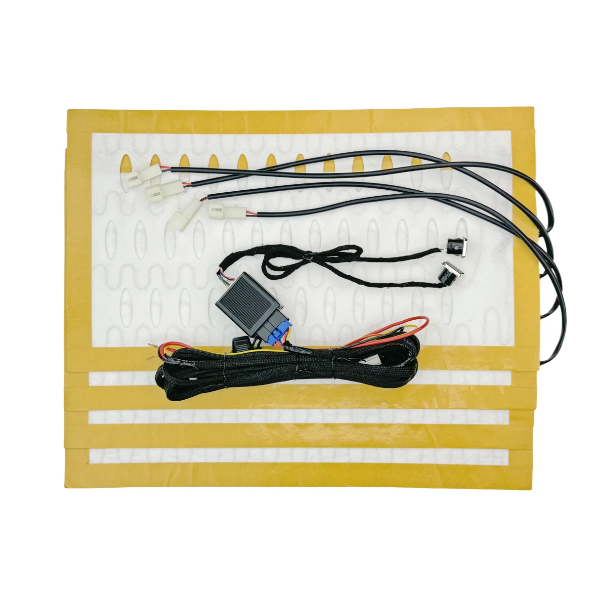 12V Universal Built In Car Seat Heater Kit Fit 2 Seats Alloy Wire Heating Pads 3 Levels Dual Control Heated square Switch System