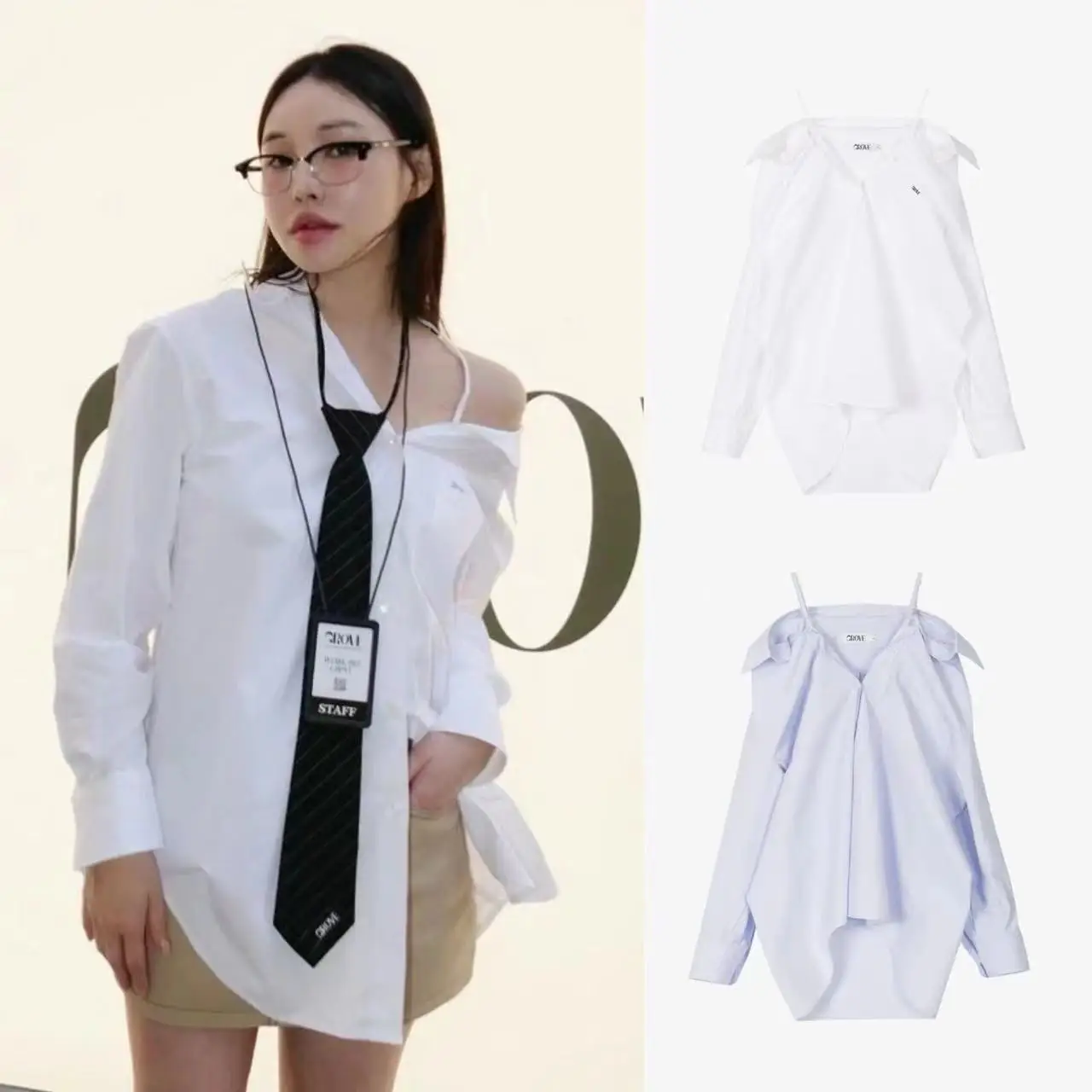 تحرير كوي! عارضة فضفاضة تصميم اللون النقي طوق irt أعلى التعرض الكتف الربيع الصيف المرأة Faion قسط irt