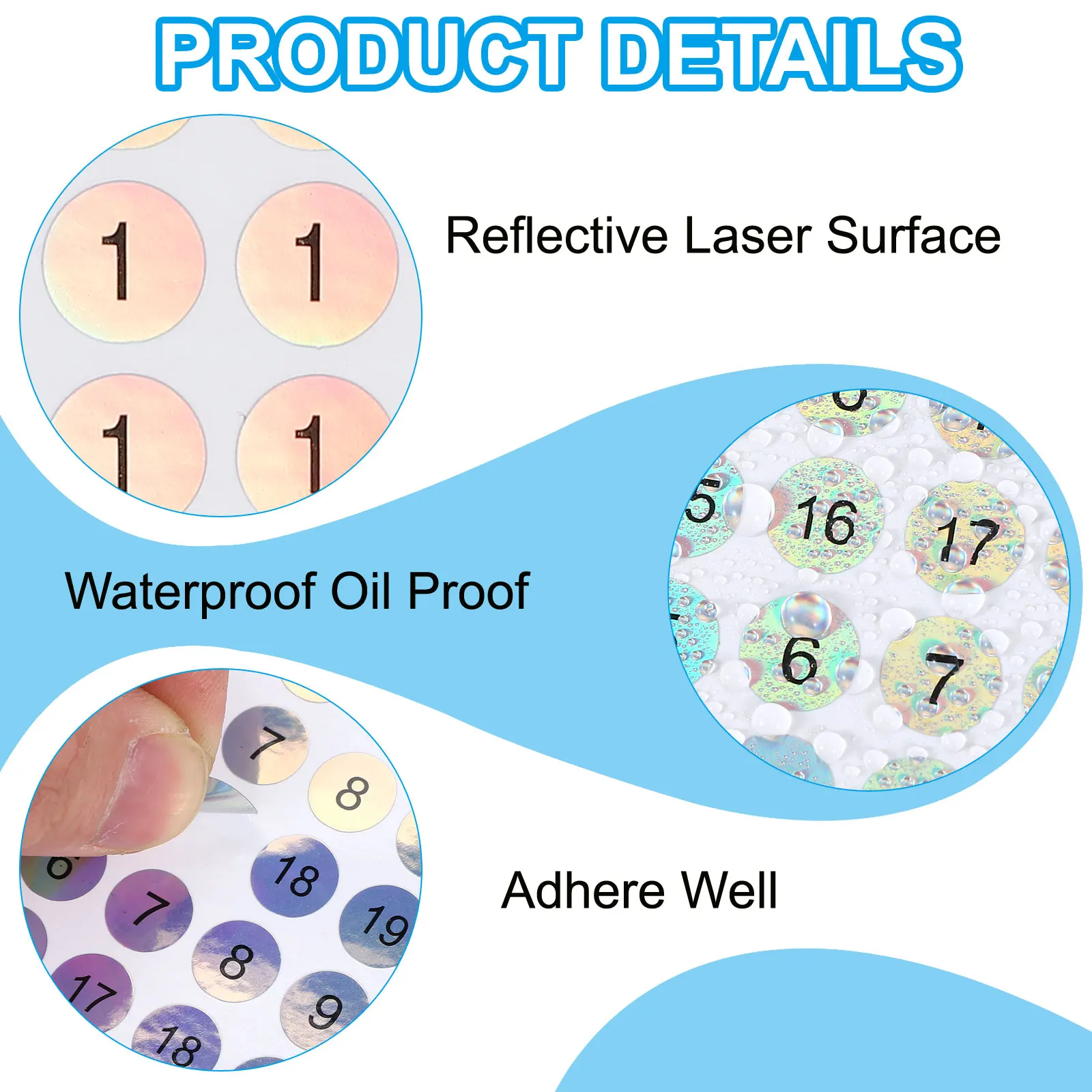 12 Sheets Reflective Round Small Number Stickers Self Adhesive Laser Consecutive Numbered Stickers Inventory Label Sticker Signs