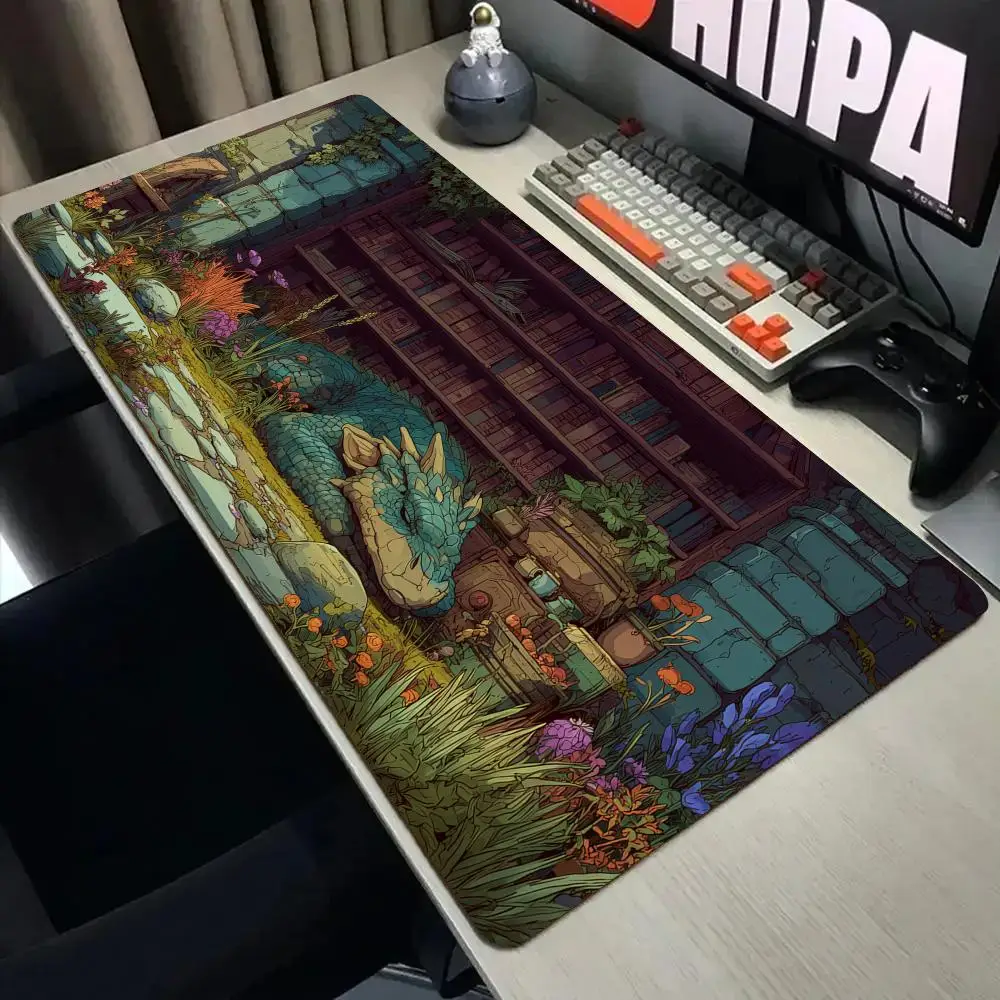 The Guardian Beast of the Study Mouse Pad Desk Mat Stitched Edge Non-Slip gaming mats pc accessories keyboard desk pad mauspad