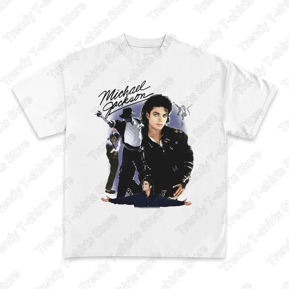 Michael Jackson Modern Redesign T-shirt Men and Women Summer Cotton Y2K Clothing Fashion Round Neck Short Sleeved Tee Fan Gifts