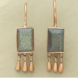 KSRA 2024 New Ethnic Geometric Inlay Green Color Stone Tassel Earrings For Women Birthday Party Creative Jewelry