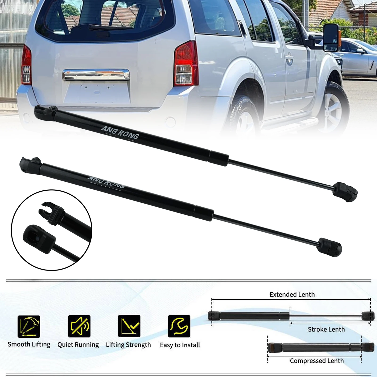 2x For Nissan Pathfinder R51 05-13 Tailgate Rear Window Glass Gas Struts Support