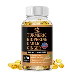 Curcumin, Ginger Root, Garlic Pills, Black Pepper Supplements - for Joint, Digestion & Immune Support