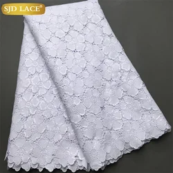 SJD LACE African Sequins Guipure Cord Lace Fabrics 5 Yards 2024 New Nigerian Water Soluble Lace  For Women Wedding Dresses A4025