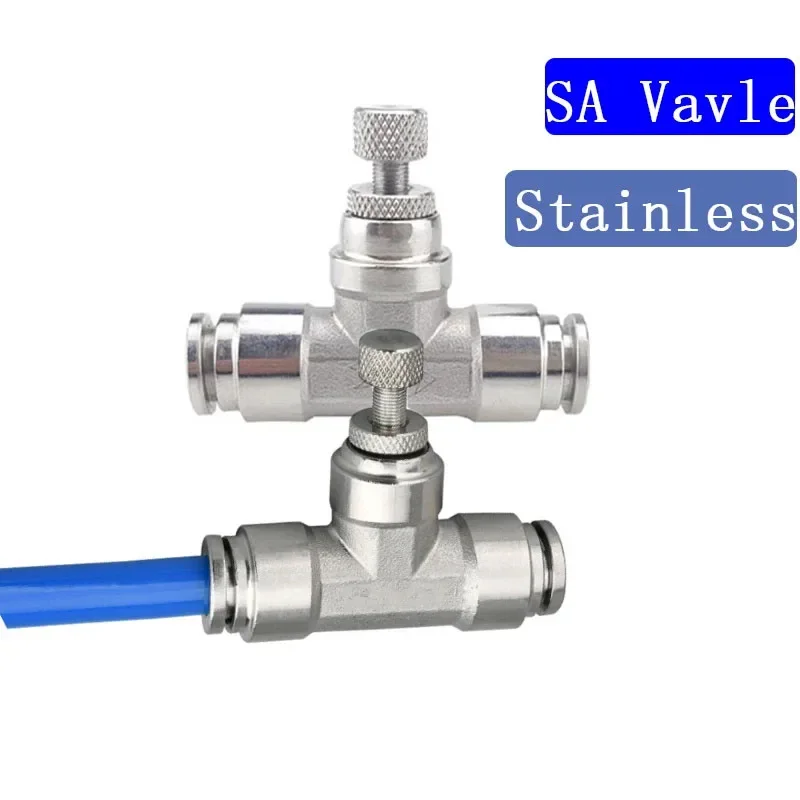 

304 Stainless Valve Speed Regulation SA/PA Push To Connect Hose 4mm 6mm 8mm 10mm 12mm Pressure Control Pneumatic Throttle Valve