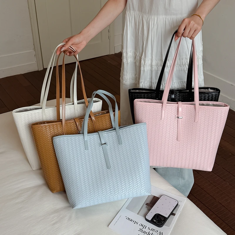 2-in-1 Casual Large Capacity Tote Bag Women Commuting Single Shoulder Bags High Quality Pu Leather Composite Bag Shopping Totes