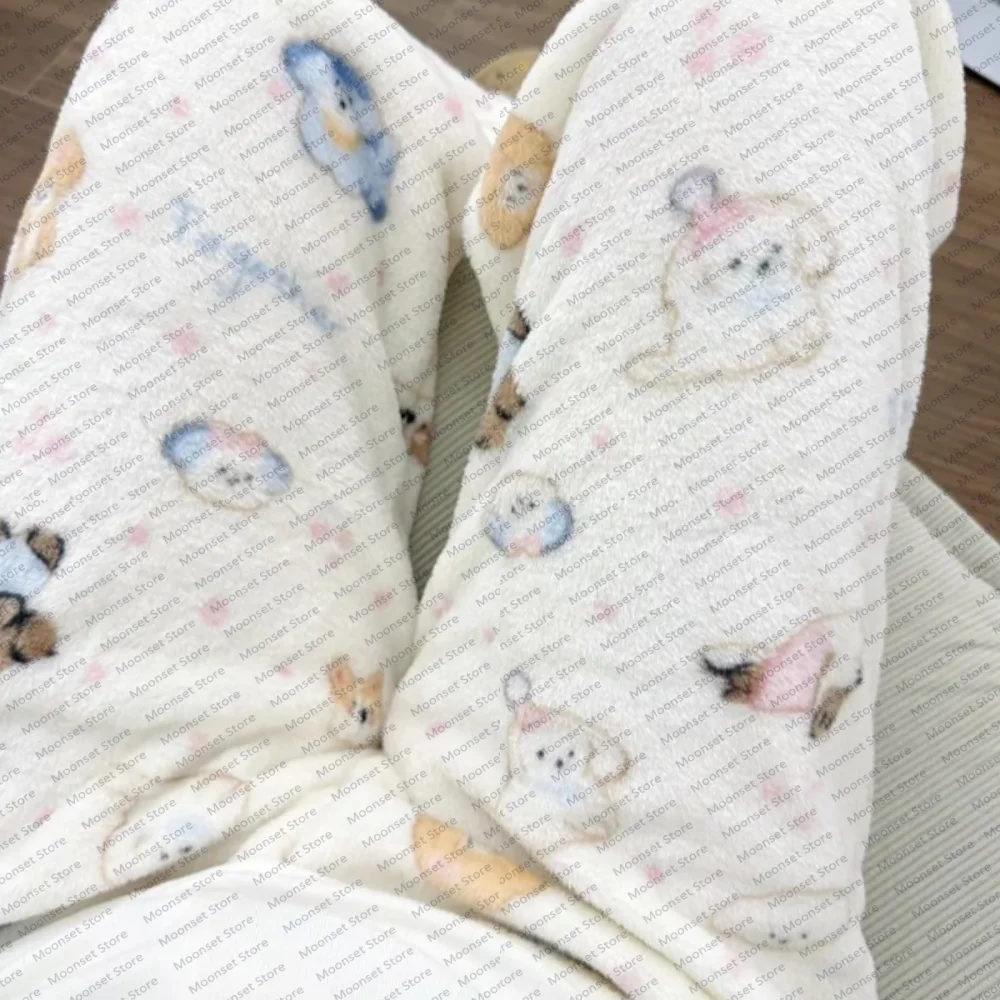 

Classic Cartoon pants simple Comfortable flannel pajama Autumn winter pants for women cute home long pants that can worn outside