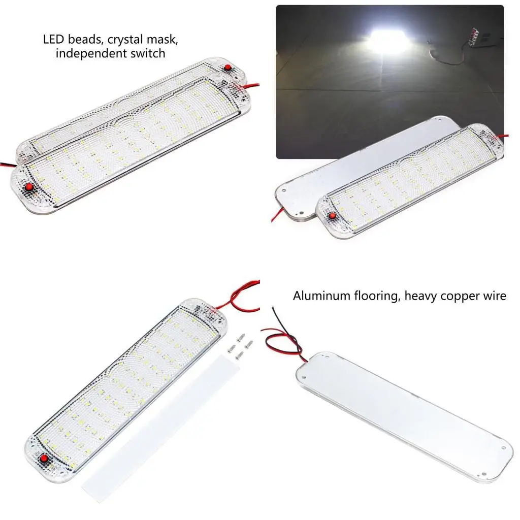 

02DE 72LED 12V-80V LED Car Vehicle Interior Dome Roof Ceiling Reading Light Lamp Interior Car Roof Light with On/Off Switch