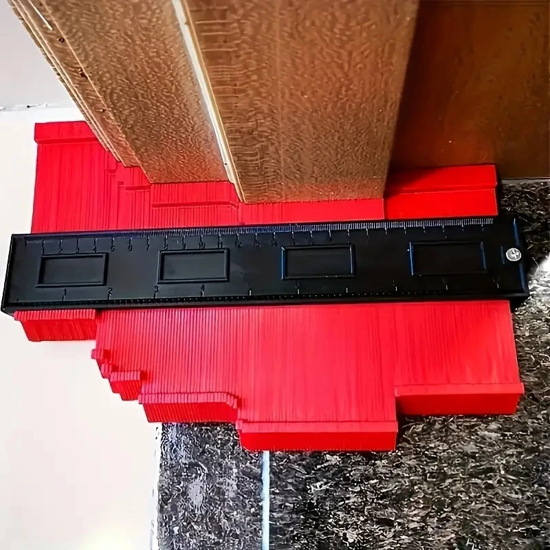 Instrumento de medición de contorno, regla de plástico multifuncional para carpintería, rincones, azulejos y placas laminadas - Herramienta de bricolaje ideal