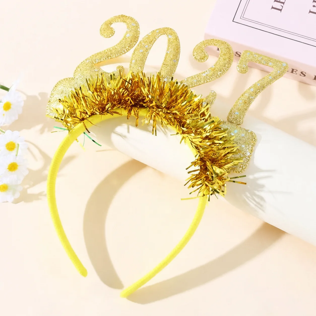 2027 Glitter New Year's Eve Party Headband Tinsel Sequin Hairband Holiday Costume Hair Accessories Photo Prop NYE Party Supplies