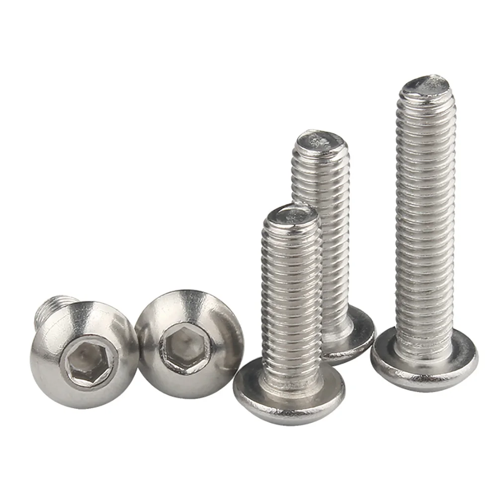 304 A2 Stainless Steel Hex Socket Truss Head Screws M5 M6 5-150mm Round Pan Head Bolts For Cabinet And Furniture Connection Part