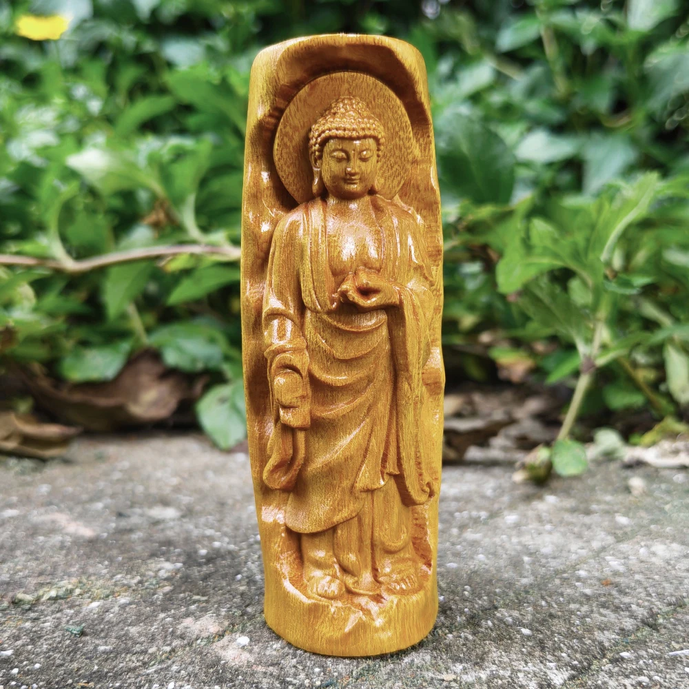 Hand-Carved Wooden Buddha Statue Ornament, Zen Style, Modern Style, Suitable for Bedroom, Centerpiece Decoration, Office, Back-To-School Season Gift, New Year Gift, Birthday Gift, Study Room