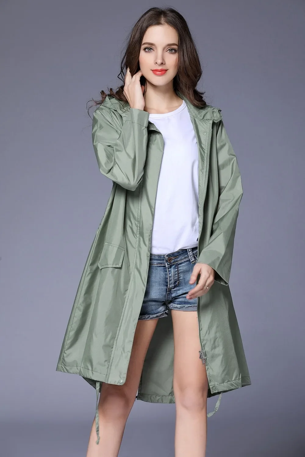 Fashion Women Lightweight Poncho Waterproof Long Raincoat Men Adults Outdoor Windproof Rain Coat Jacket Hiking Rainwear