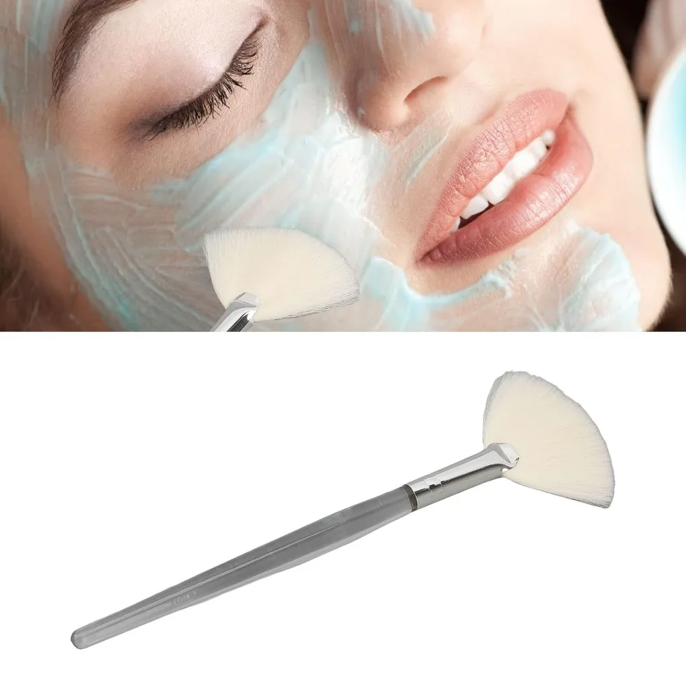 2pcs Transparent Handle Face Mask Brush White Slim Soft Bristles Cosmetic Brush Fan Design Skincare Brush Skincare Routine