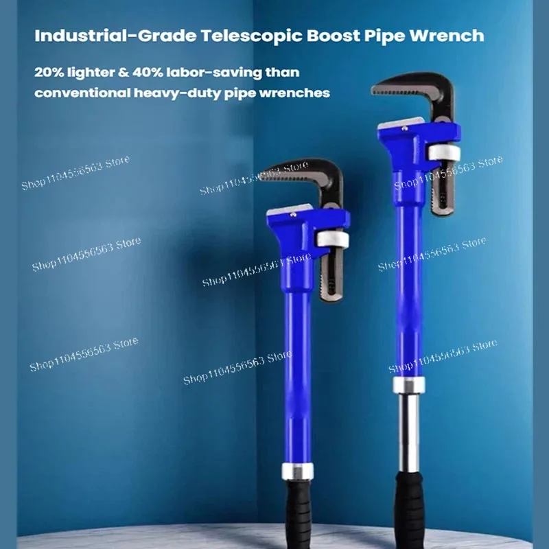 Duty Telescopic Pipe Wrench – Retractable Extension Handle, Anti-Slip Rubber Grip, Hardened Serrated Jaw Adjustable Pipe Spanner