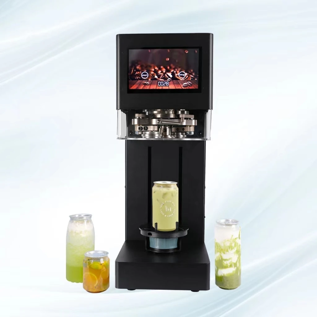 Commercial Automatic Non-Rotary High Speed Pop Juice Cup Bottles Can Sealing Machine Cake Coffee Beverage PET Can Sealer Machine