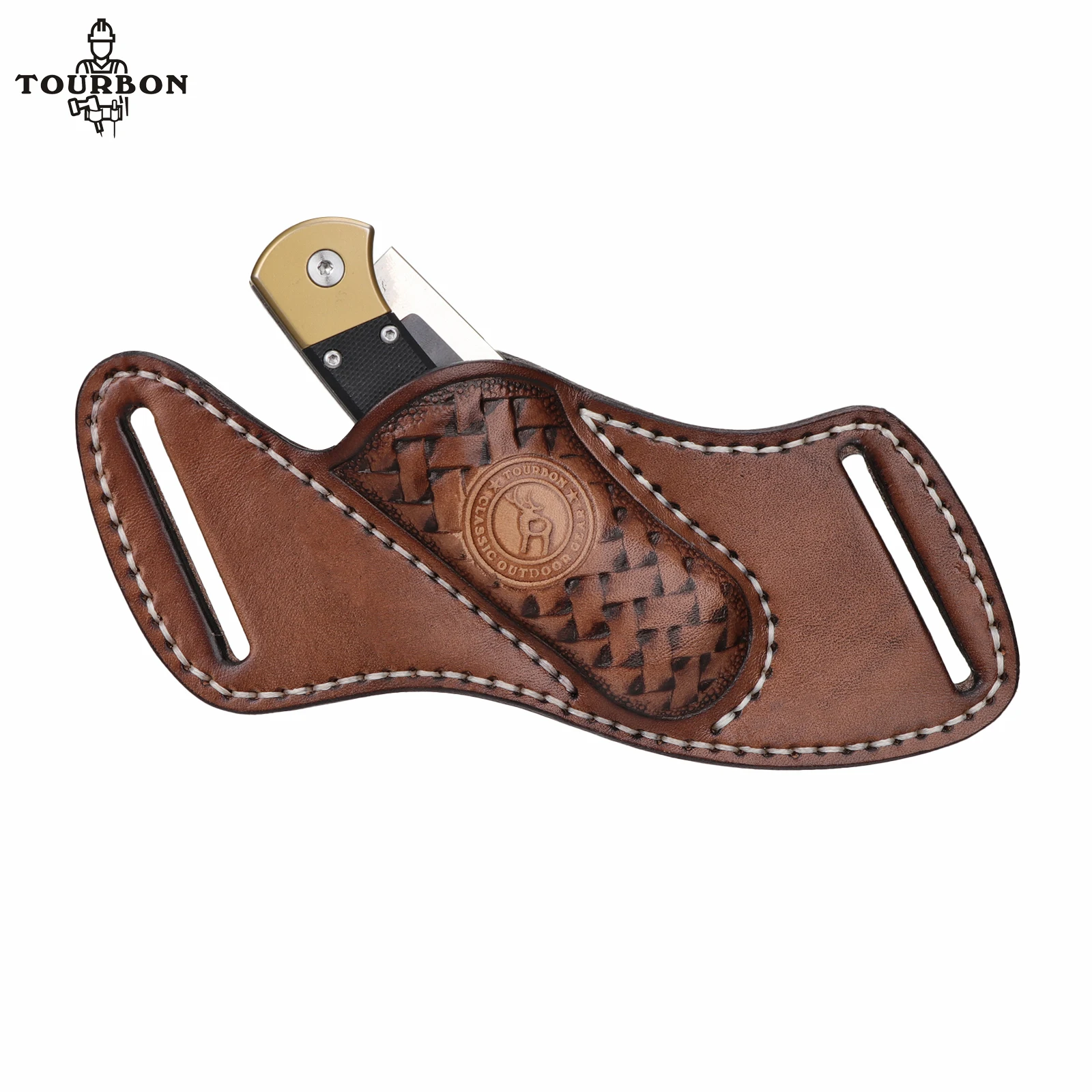 Tourbon Leather Folding Blade Knife Sheath EDC Pocket for Mini Knife Multitool Waist Pouch EDC Case for Belt (without knives)