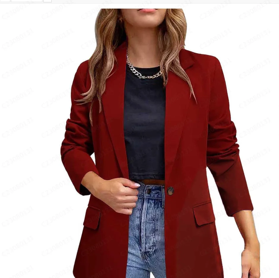 Women Fashion Suits Jacket Blazers Slim Fit Elegant Casual Suit Office Lady Blazer Coat Solid Long Sleeve Outerwear Stylish Tops