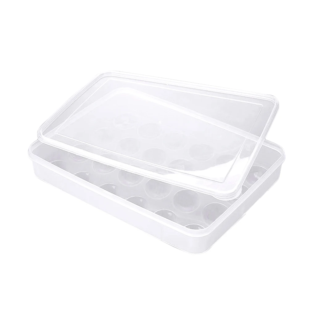 

24 Pack Egg Storage Container Transparent Plastic Egg Tray Holder Stackable Refrigerator Crisper 30.5X21.8X5.8Cm With Lid For