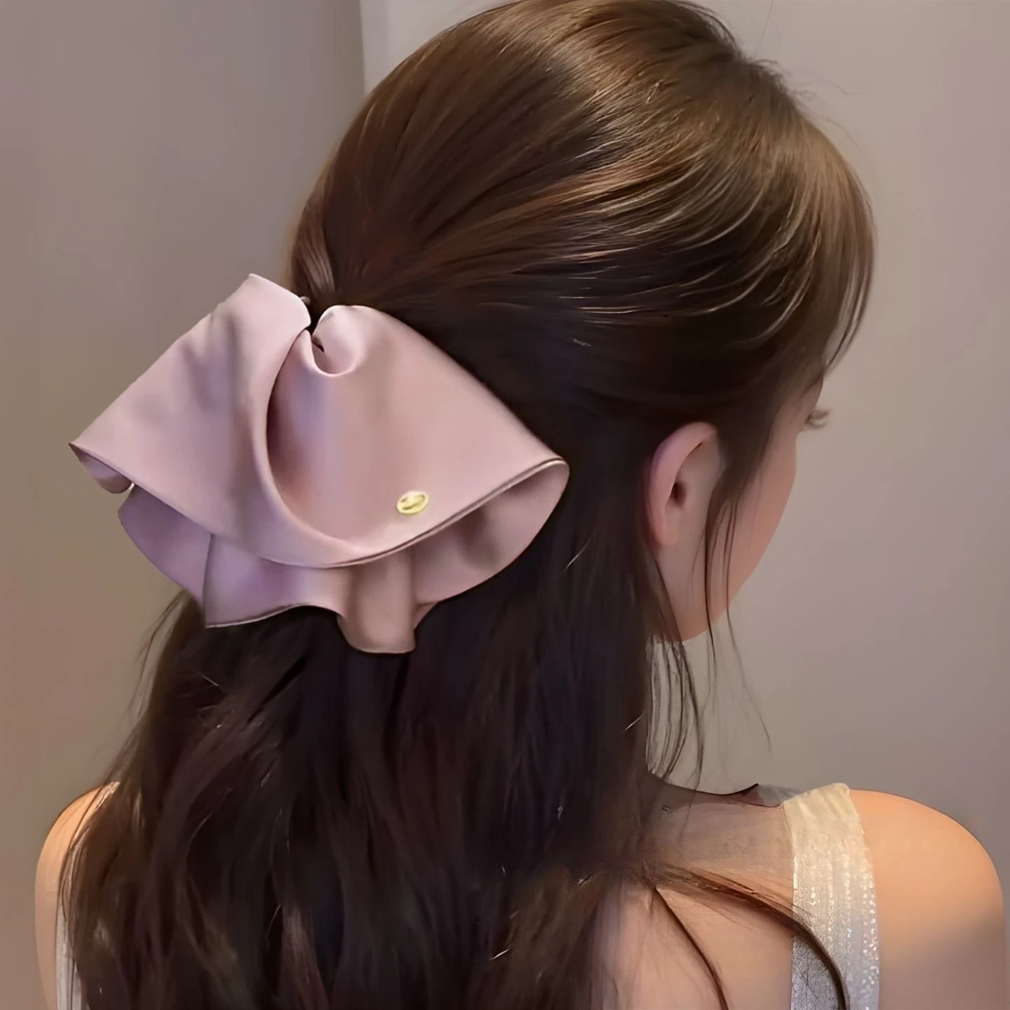 Female Satin Bow Hairpin Ponytail Clip Two-layer Bowknot Ribbon Spring Clip Temperament Accessories Korean Fashion Elegant