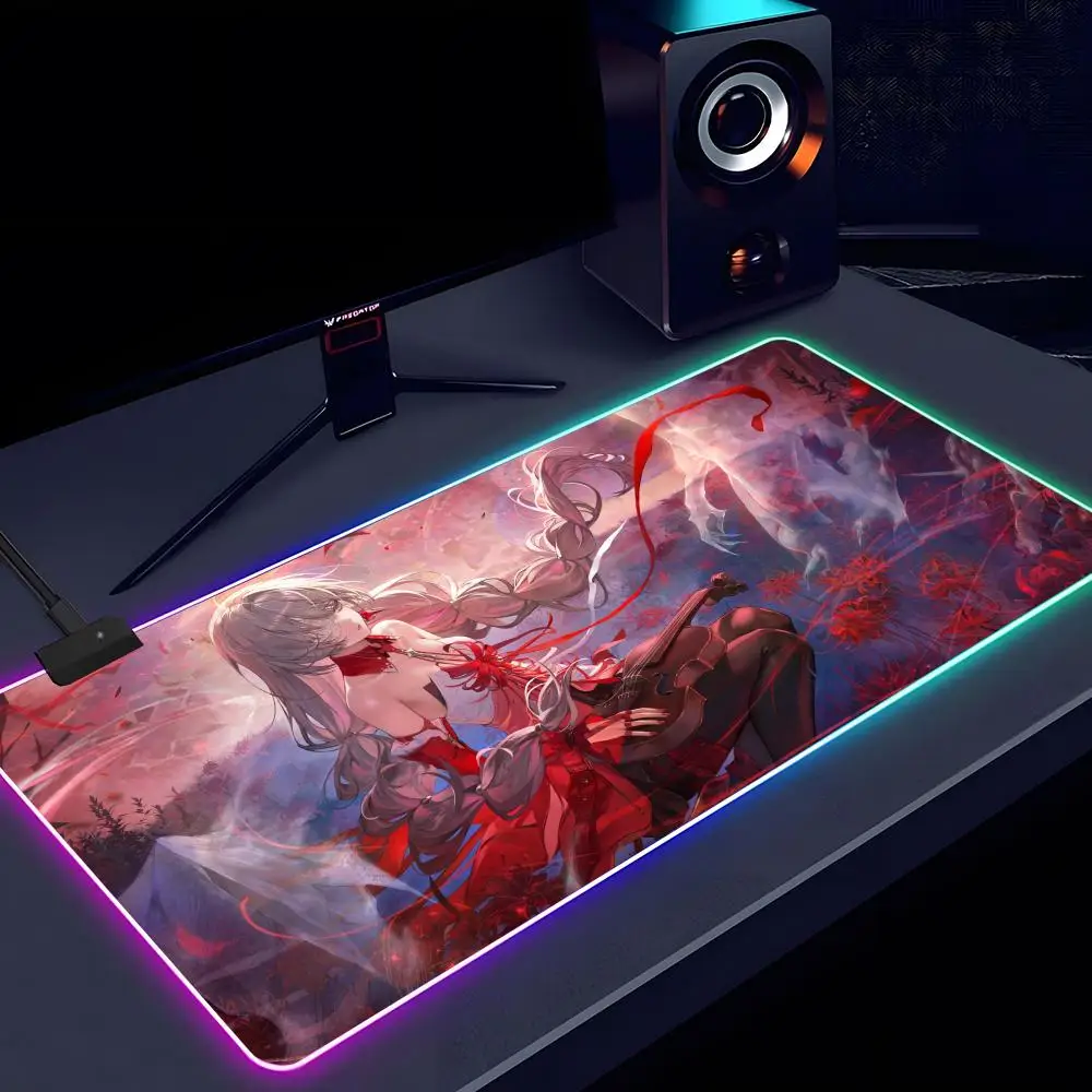 

Game Wuthering Waves Mouse Pad RGB Luminous 900X400mm Large Table Mat Non-slip Extra Large Game Office Mouse Pad