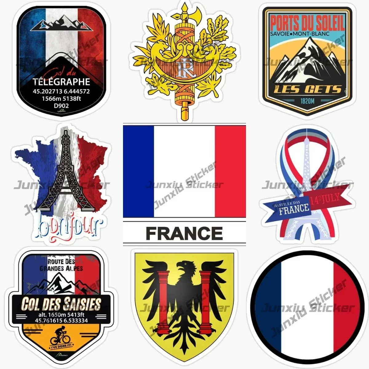 France Coat of Arms Simple Car Sticker Paris Flag Retro Typography Sticker FRENCH Bastille Day France Europe Sticker Accessories