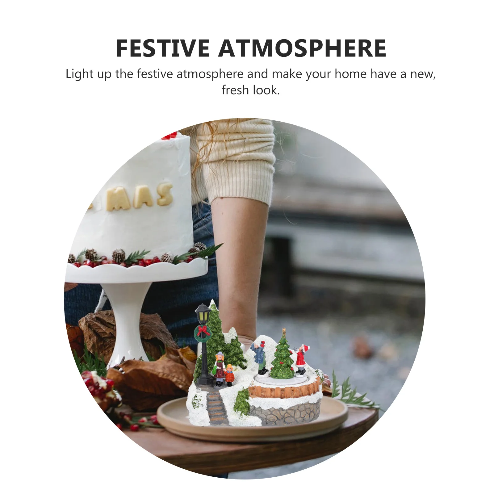 

Christmas Decorations LED Music Decorative Resin Ornament Xmas Craft Desktop