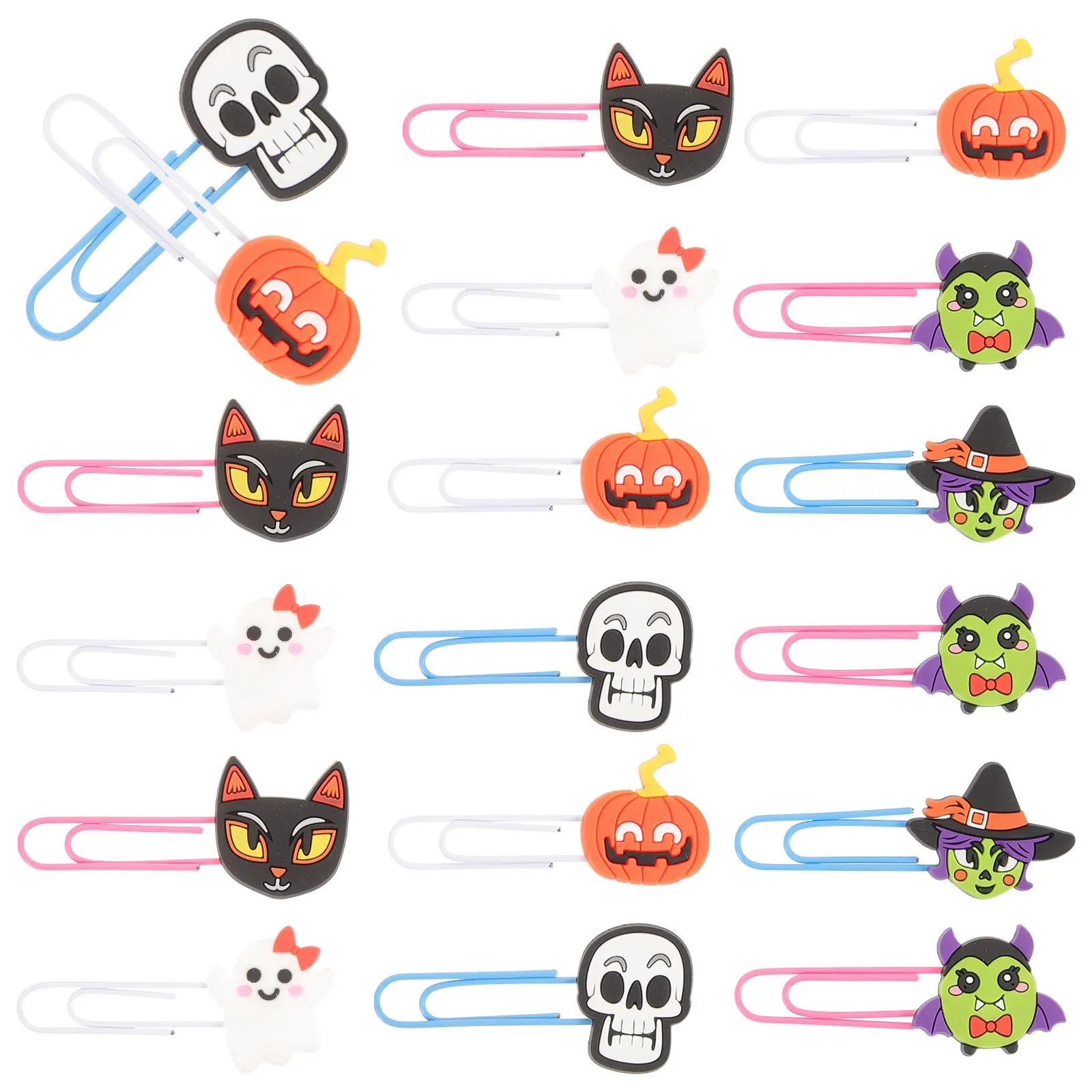 20Pcs Skull Paper Clips Halloween Bookmarks Reusable Delicate Clips Perfect for Party Favors Halloween Decor Reusable Bookmark
