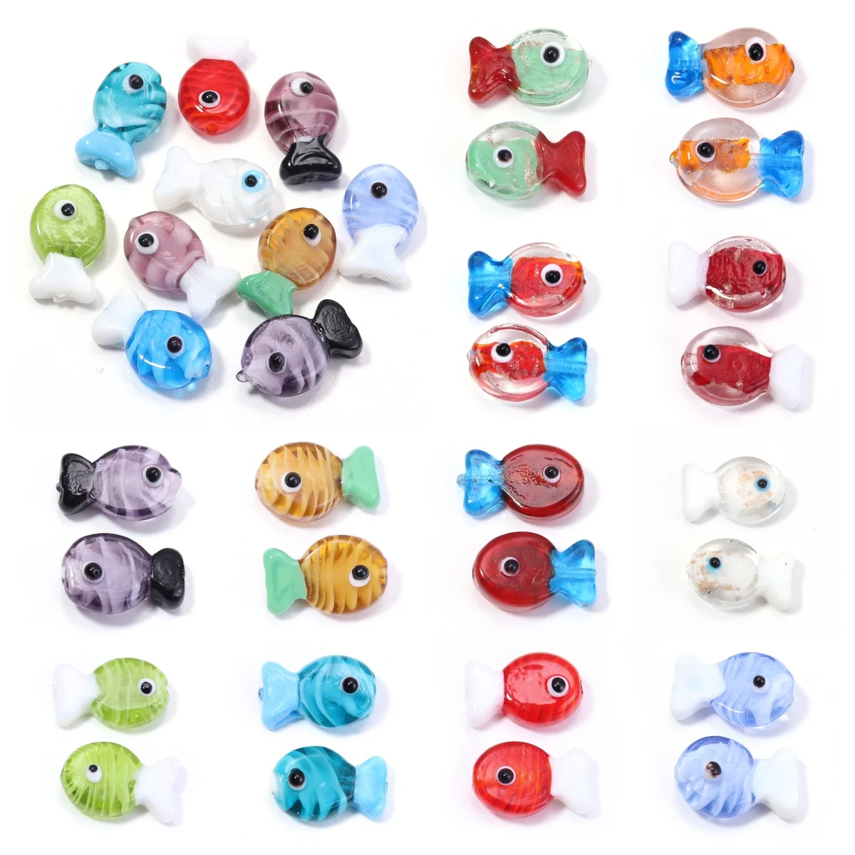 

2Pcs Kawaii Mini Glass Fish Sea Animal Beads Mix Colors Marine Life DIY Women Fashion Ornaments Making Bulk Accessories