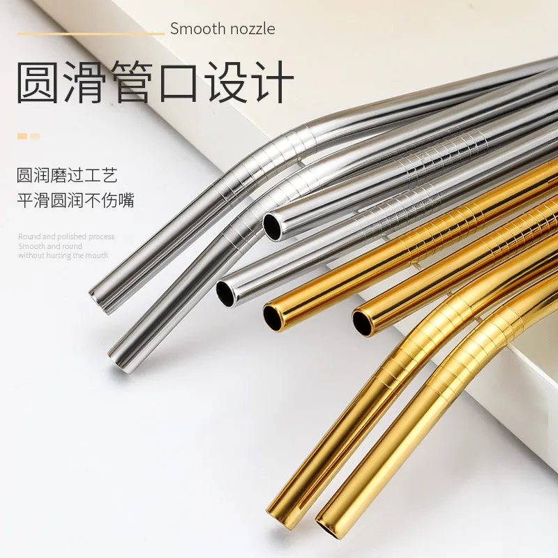 12/16cm Reusable 304 stainless steel straw milk tea cocktail straw household juice drinks straight curved Metal Straw For Mugs