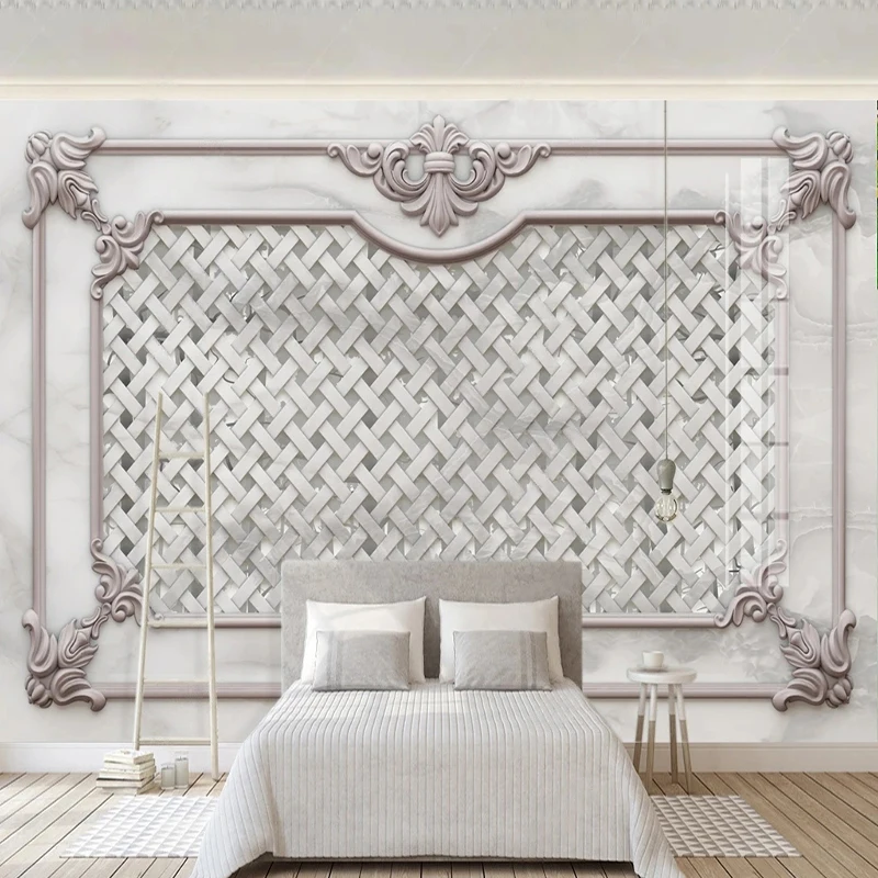 3D Wallpaper Light Luxury Decorative Lattice Marble Mural Poster Living Room Sofa Backdrop Home Decor Papel De Parede Infantil