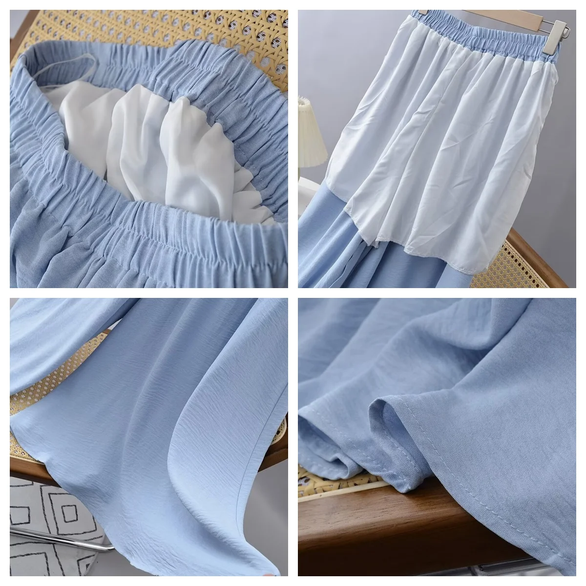 Pantalones de pierna ancha para mujer, pantalón de cintura alta, holgado, informal, Vertical, talla grande, primavera y verano, 2024