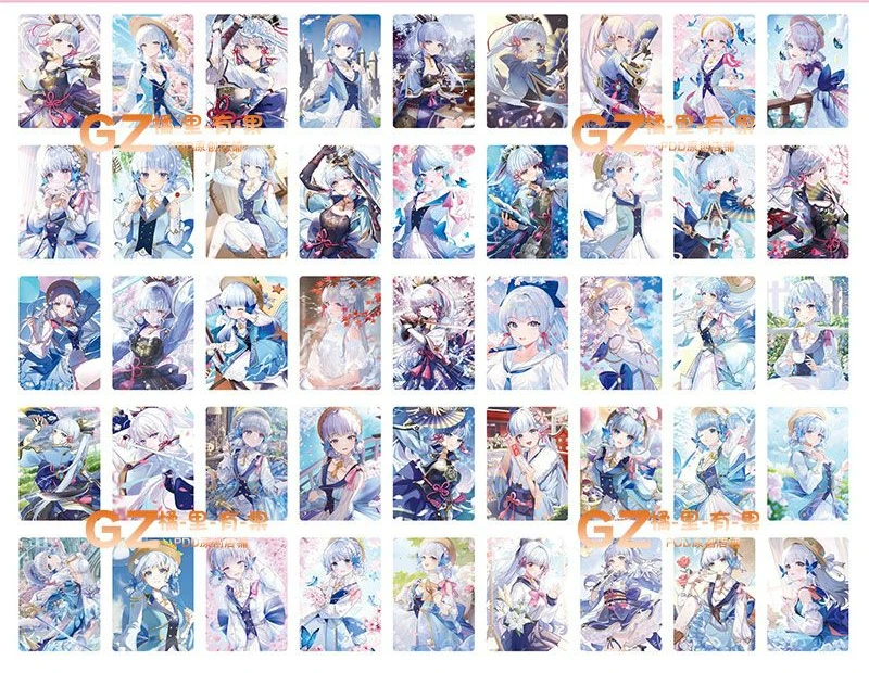 45 PCS Genshin Impact Anime Laser Card Kamisato Ayaka Cosplay Rounded Corners LOMO Card Christmas Gifts Girls